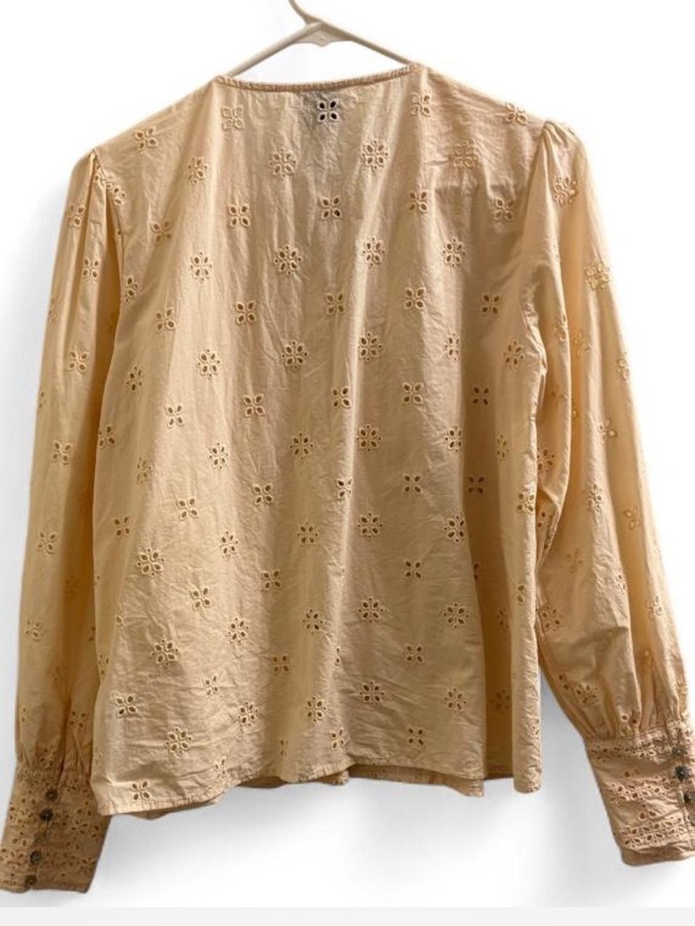 Industry Eyelet Lace -Trim Cream Button Front Blouse Size Medium - Picture 3 of 6